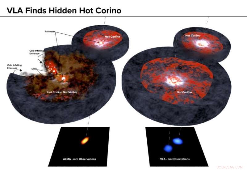 Astronomers Unveil Hidden Hot Corino Behind Dusty Protostar Pair