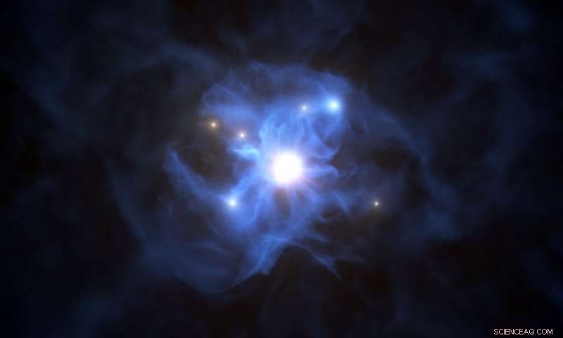 VLT Reveals Six Galaxies Captured by a Supermassive Black Hole in the Early Universe