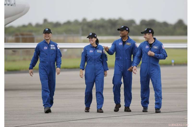 SpaceX Crew-1 Astronauts Arrive at Kennedy Space Center for Launch Preparation