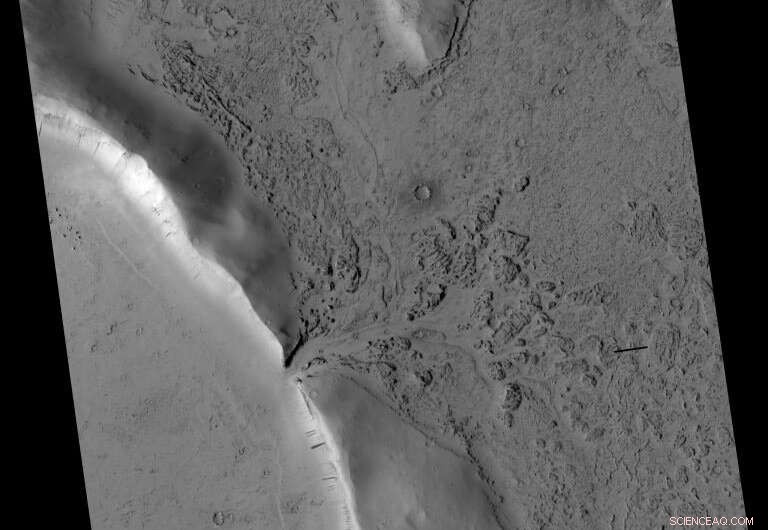 Mars Crater Erupts: Images Capture Lava Breaching Wall and Filling the Basin