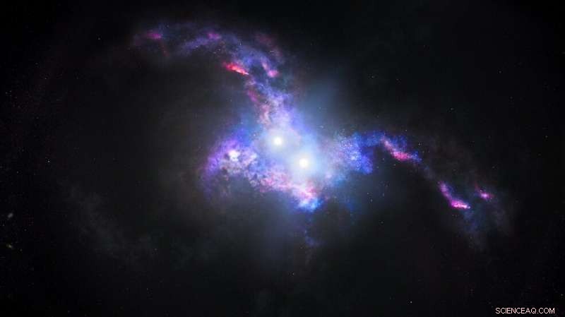 Hubble Detects Twin Quasars Amid Galaxy Merger