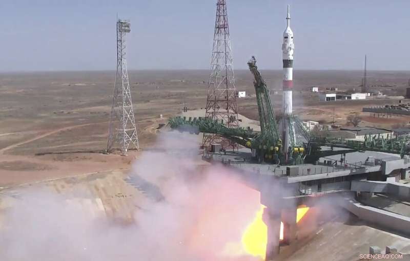 American and Russian Crew Dock at ISS After Soyuz Launch