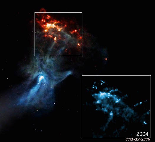 First Measurement of a Supernova Blast Wave Impacting Surrounding Gas