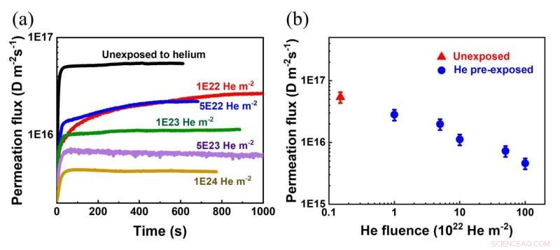 Helium Exposure Reduces Hydrogen Isotope Penetration in Wall Materials
