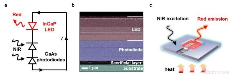 Advanced Microscale Infrared‑to‑Visible Thermometer Using InGaP LED and GaAs Photodiode