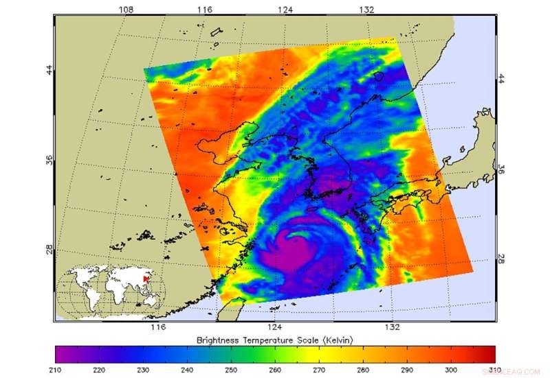 NASA’s AIRS Instrument Captures Typhoon Hinnamnor Before South Korean Landfall