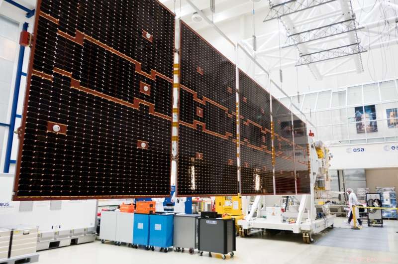 ESA s EarthCARE Satellite Deploys Massive Solar Wing for Ground Testing