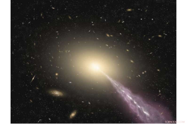 First Detection of Faint Radio Emission Around a Giant Galaxy’s Supermassive Black Hole