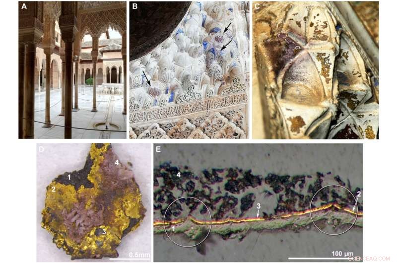 Electron Microscopy Identifies Cause of Purple Stains on Alhambra Ceilings
