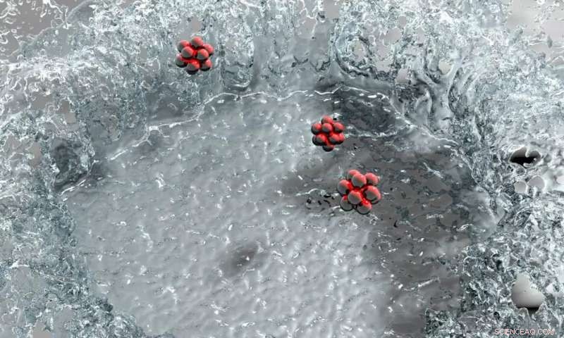 Large Helium Nanodroplets Splash Like Water When Colliding With Surfaces