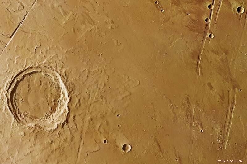 ESA’s Mars Express Unveils Jovis Tholus Volcano and Impact Crater in New High‑Resolution Image