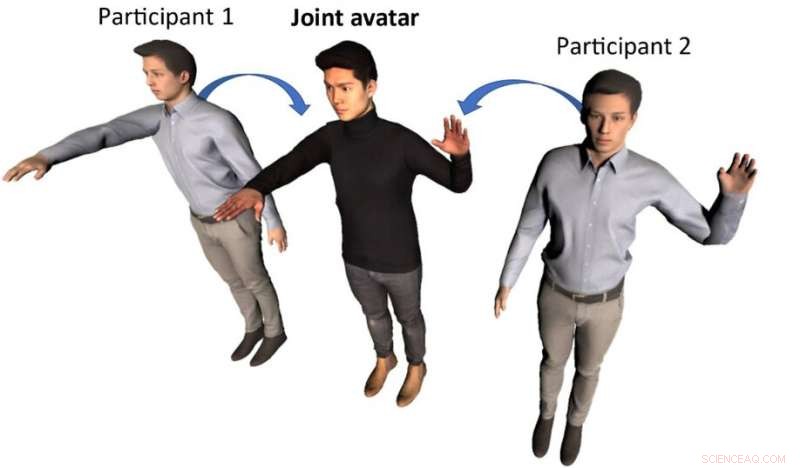 Shared Virtual Avatar: Two Users Co-Embodiment of a Joint Body