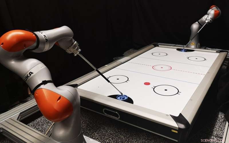 Policy Framework for High-Speed Robot Air Hockey with General-Purpose Manipulators