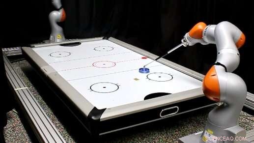 Policy Framework for High-Speed Robot Air Hockey with General-Purpose Manipulators