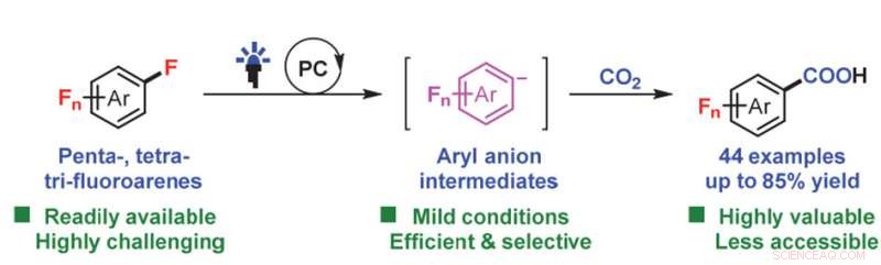 First Visible-Light Photoredox-Catalyzed Selective Synthesis of Polyfluoroaryl Carboxylic Acids from CO2