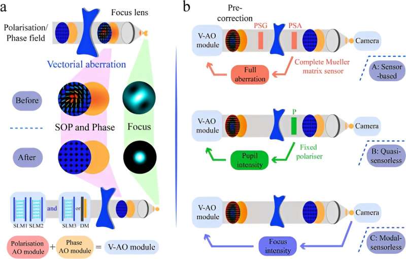 Vectorial Adaptive Optics (V-AO): Correcting Polarization and Phase Aberrations