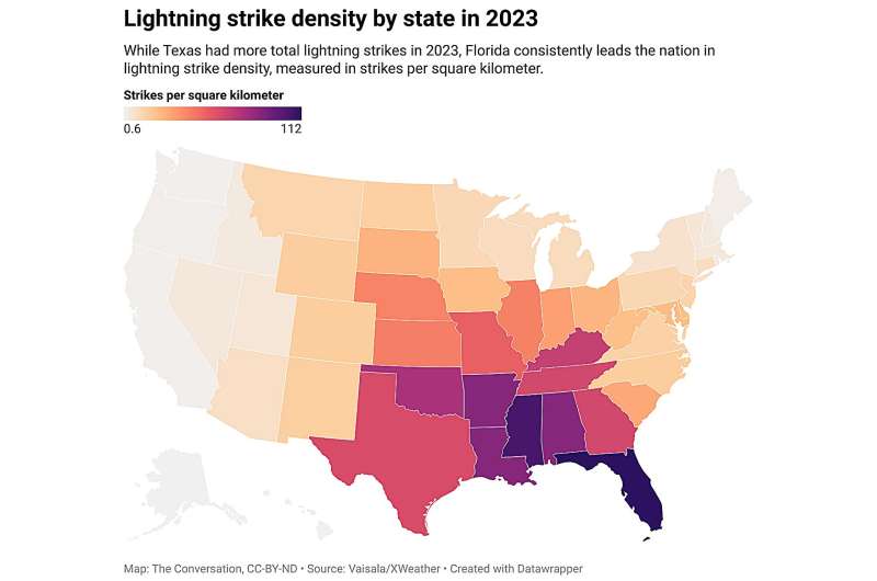 Lightning Strike Maps: Unprecedented Detail on Annual Ground Strikes