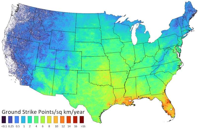 Lightning Strike Maps: Unprecedented Detail on Annual Ground Strikes
