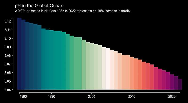 Satellite Monitoring Reveals Dramatic Decline in Ocean pH (1982-2022)