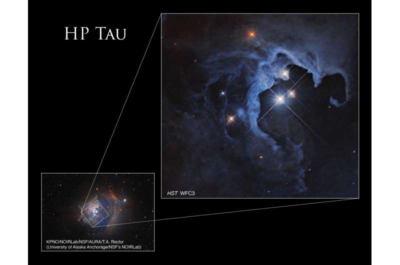 Hubble Reveals Stunning Triple-Star System in Reflection Nebula