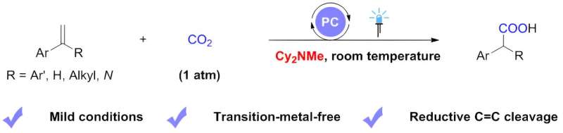 Photocatalytic Synthesis of Aryl Acetic Acids from CO2