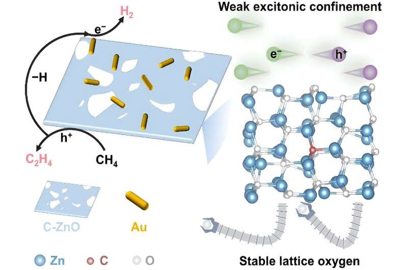 Methane to Ethylene Conversion via Photocatalysis with Carbon-Doped ZnO/Au Catalysts